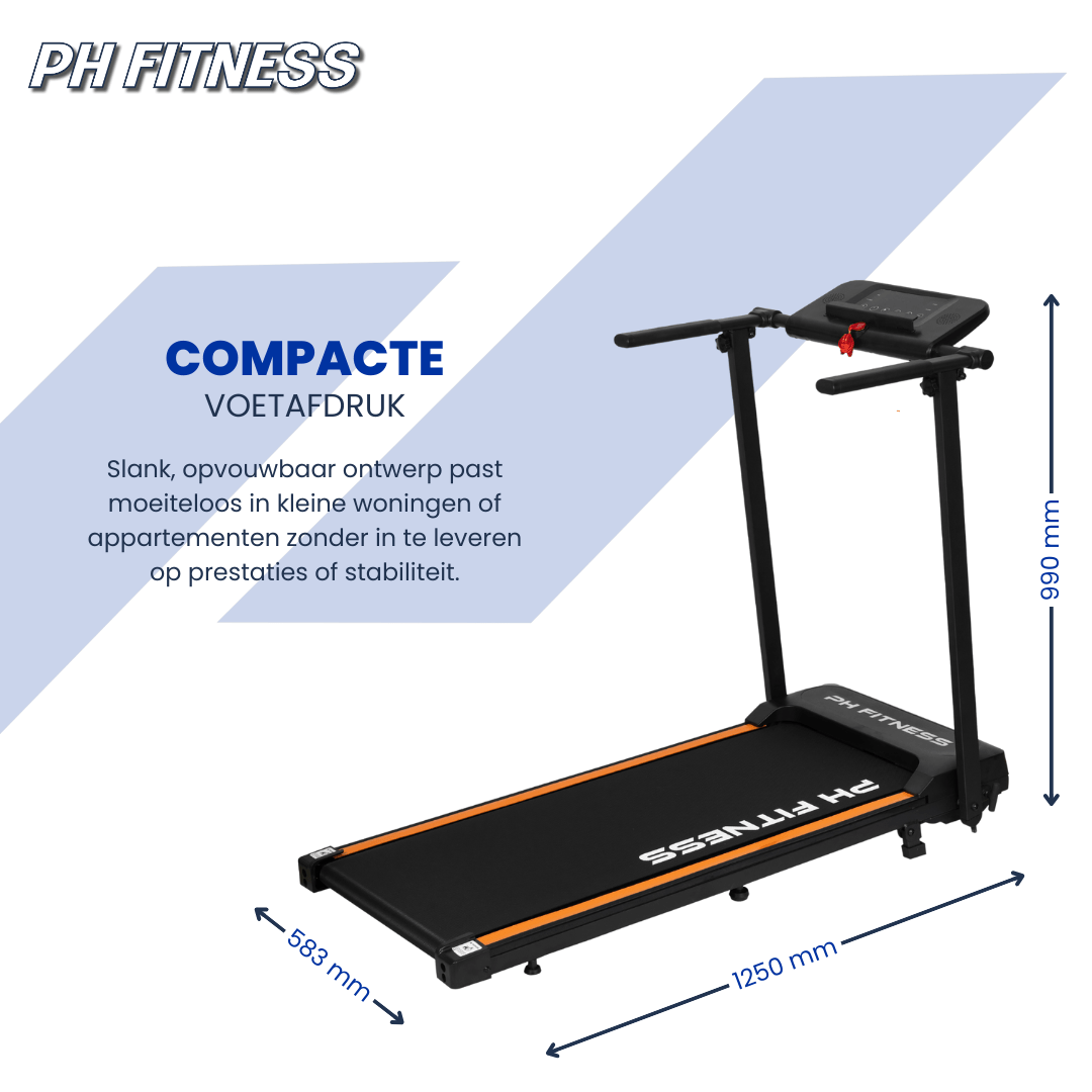 PH Fitness Loopband – 10 km/u – Incline & Handmatige Helling – Opvouwbaar / Inklapbaar – CR - A1F - 2 – Black / Zw - PH Fitness