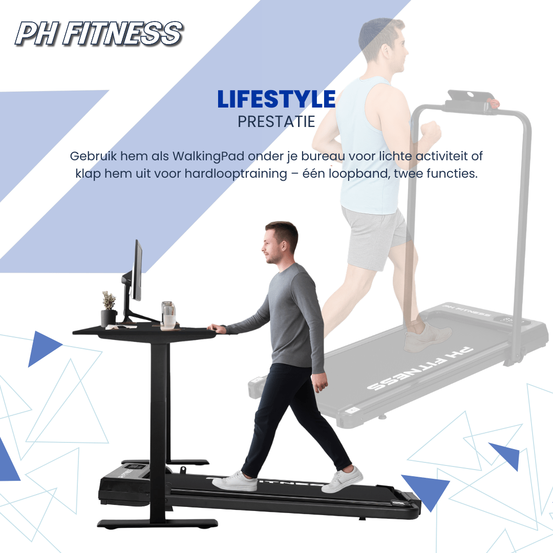 PH Fitness Loopband – 8 km/u – Incline & Handmatige Helling – Opvouwbaar / Inklapbaar – CR - B1FS – Black / Zwart - PH Fitness