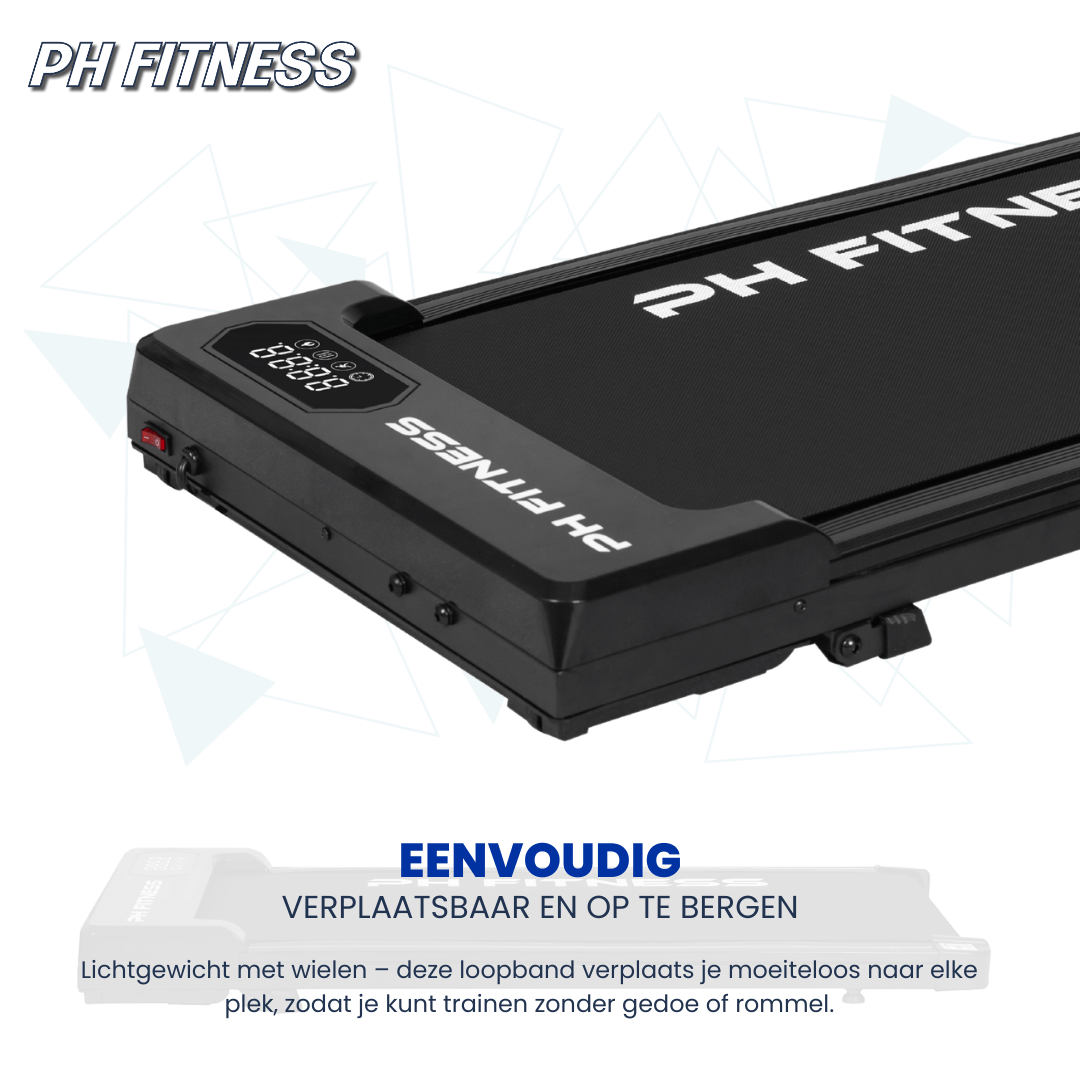 PH Fitness Loopband – 8 km/u – Incline & Handmatige Helling – Opvouwbaar / Inklapbaar – CR - B3 – Black / Zwart - PH Fitness