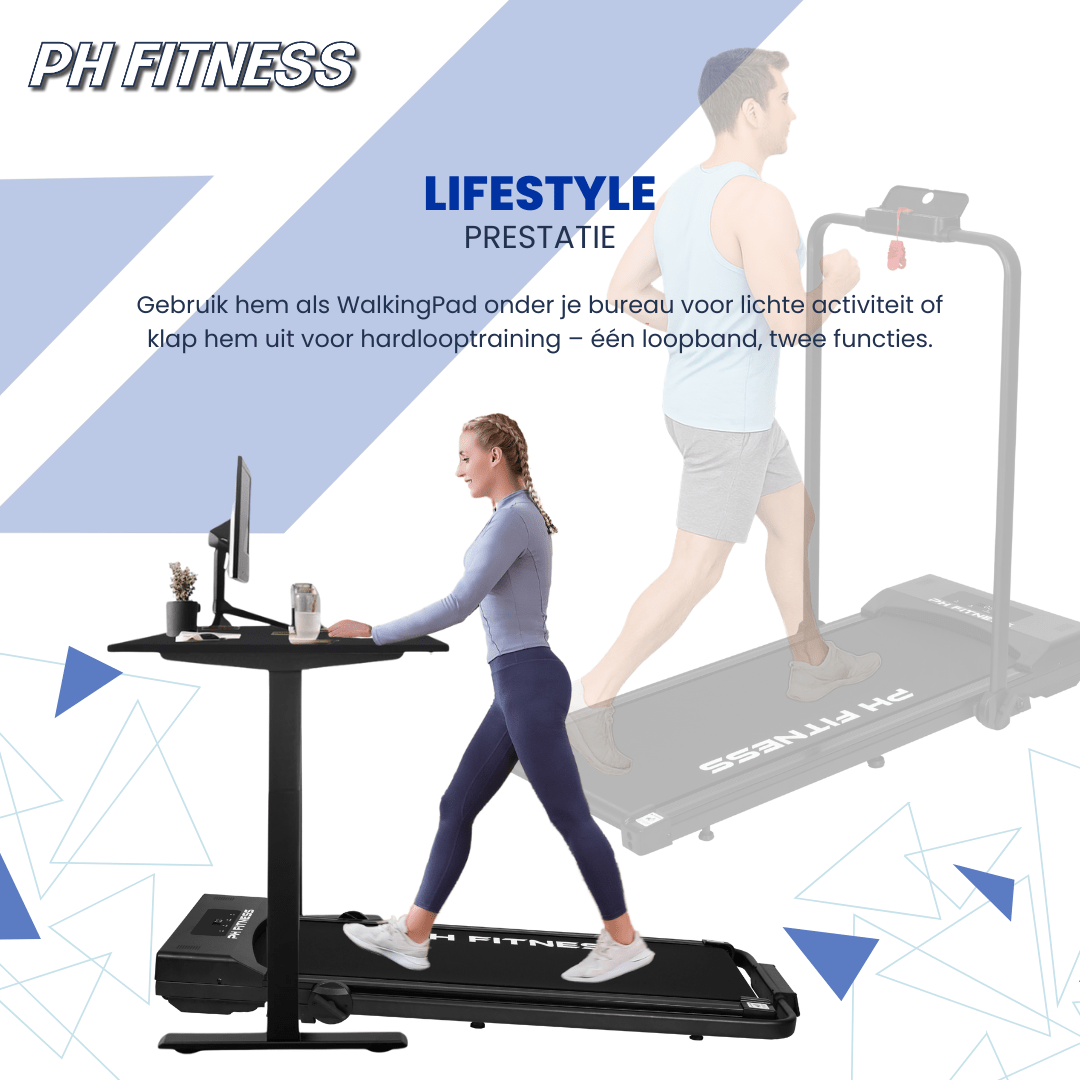 PH Fitness Loopband – Incline & Handmatige Helling – Opvouwbaar / Inklapbaar – CR - A1F - 3 – Black / Zwart - PH Fitness