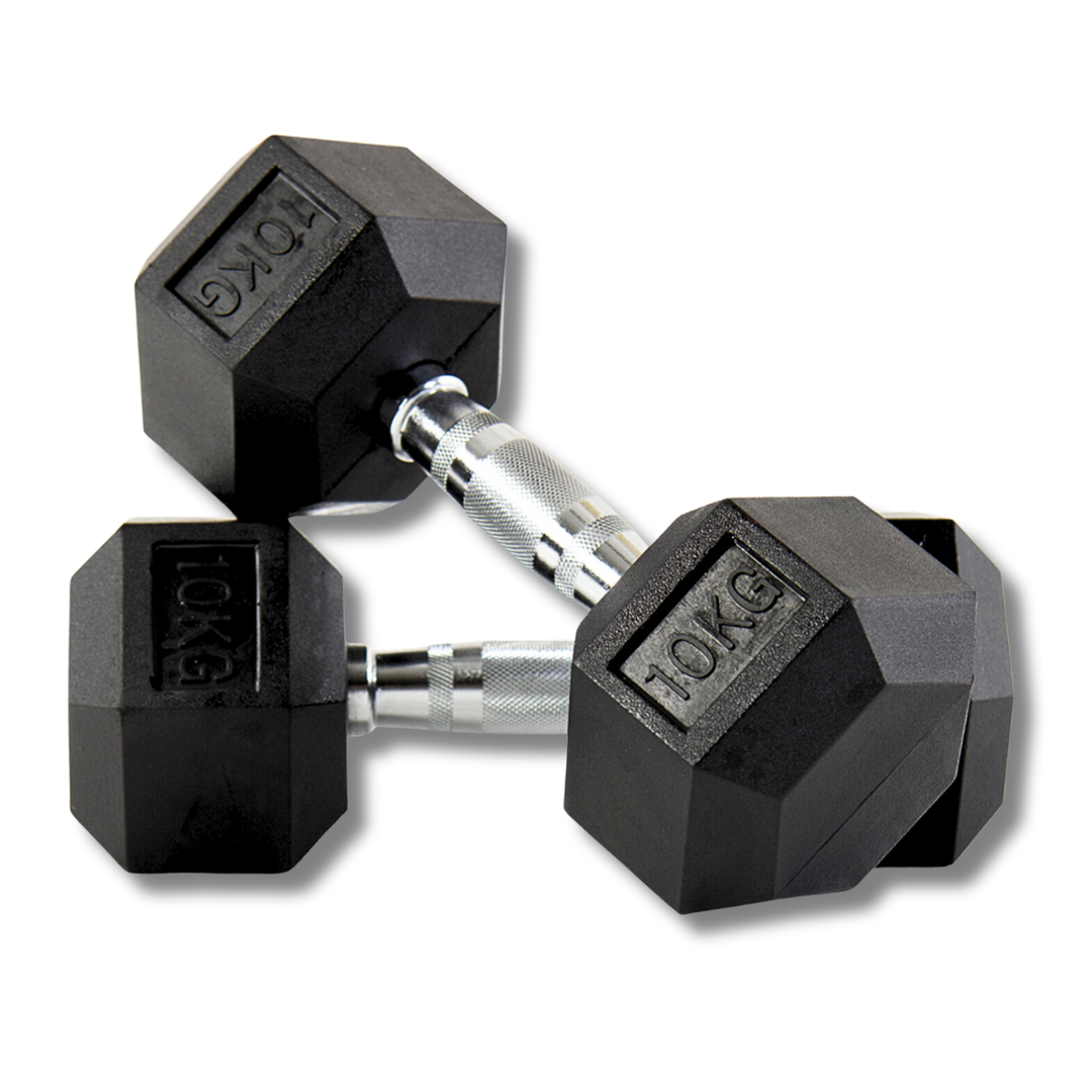 "Professional 10 kg hexa dumbbells for strength"
