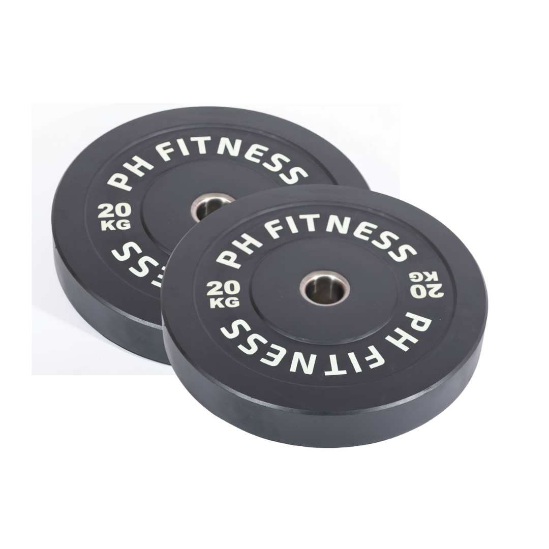 "PH Fitness Bumper Plates with Precision Weight Calibration"
