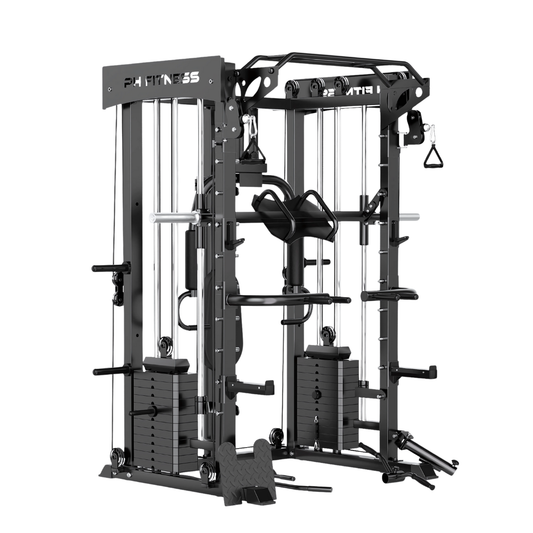 All-in-One Home Gym – 160KG Gewichtstapel – Smith Machine + Kabelsysteem – Full Body Krachtstation – Compact & Professioneel – Incl. Accessoires