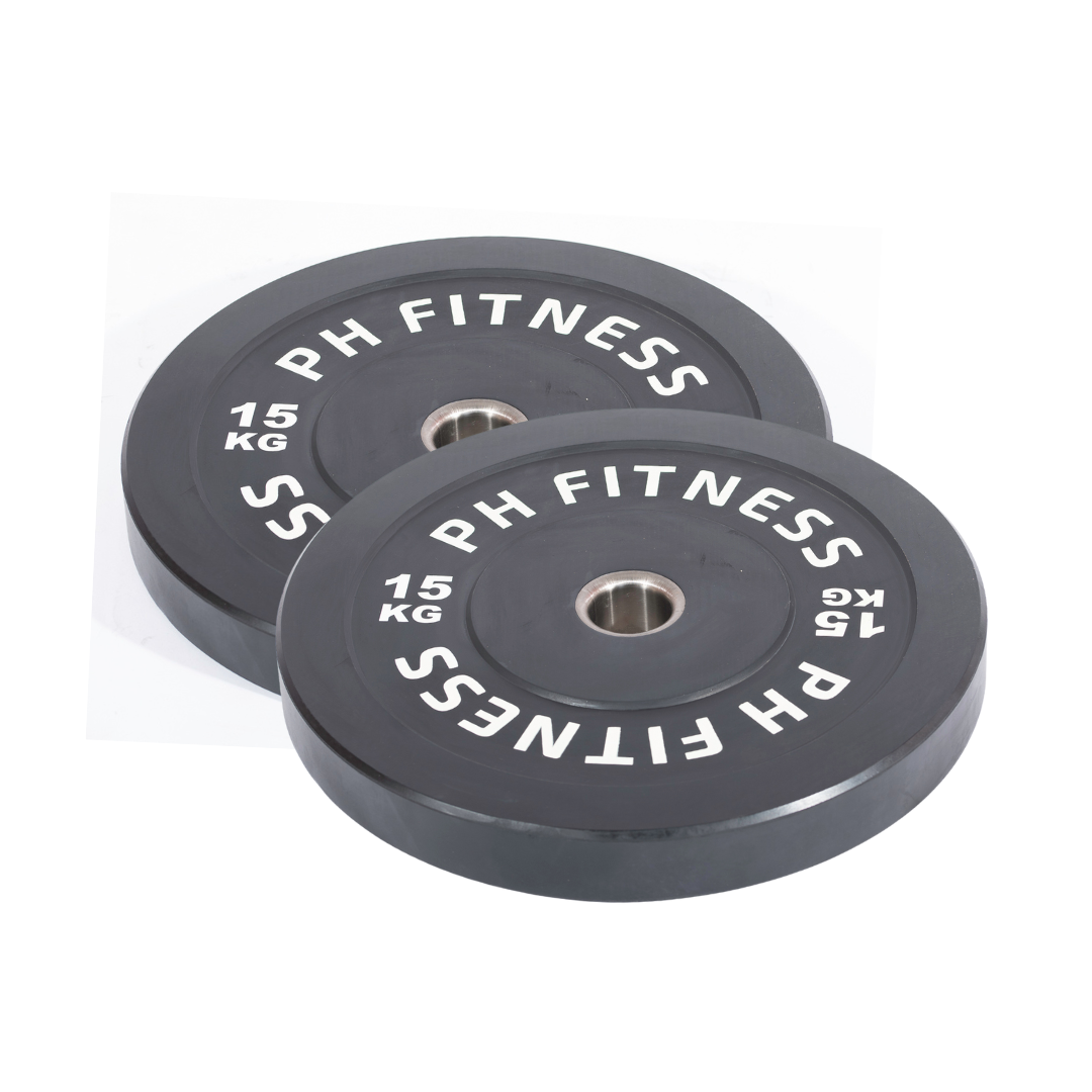 "Color-Coded PH Fitness Bumper Plates for Easy Weight Identification"
