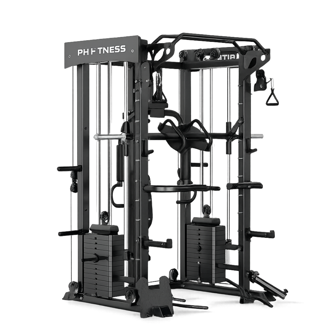 All-in-One Home Gym Rack – 160KG Gewichtstapel – Smith Machine + Kabelsysteem – Full Body Krachtstation – Compact & Professioneel