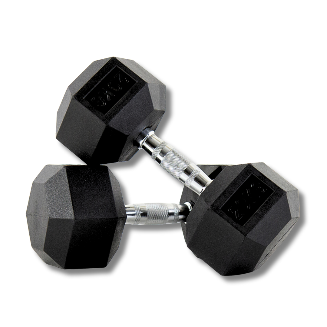 "Compact 20 kg hexa dumbbells set for gyms"
