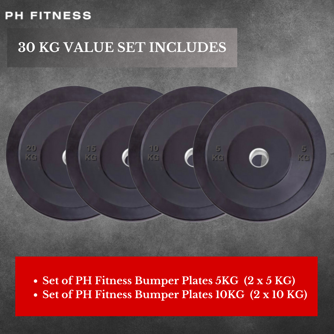 "Set of durable Bumper Plates Voordeelset, ideal for Olympic lifting and functional fitness"
