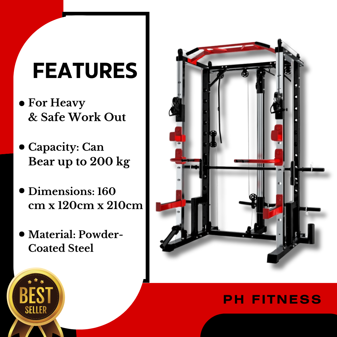 "Power Rack met Smith Machine - Ideal for Squats, Bench Press, and Deadlifts"
