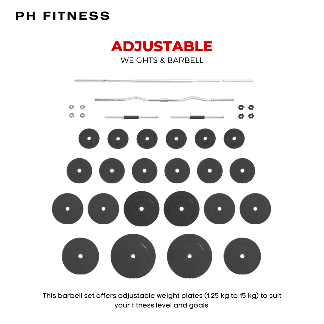 "Multi Barbell Set with Quick-Change Plates for Easy Adjustments"
