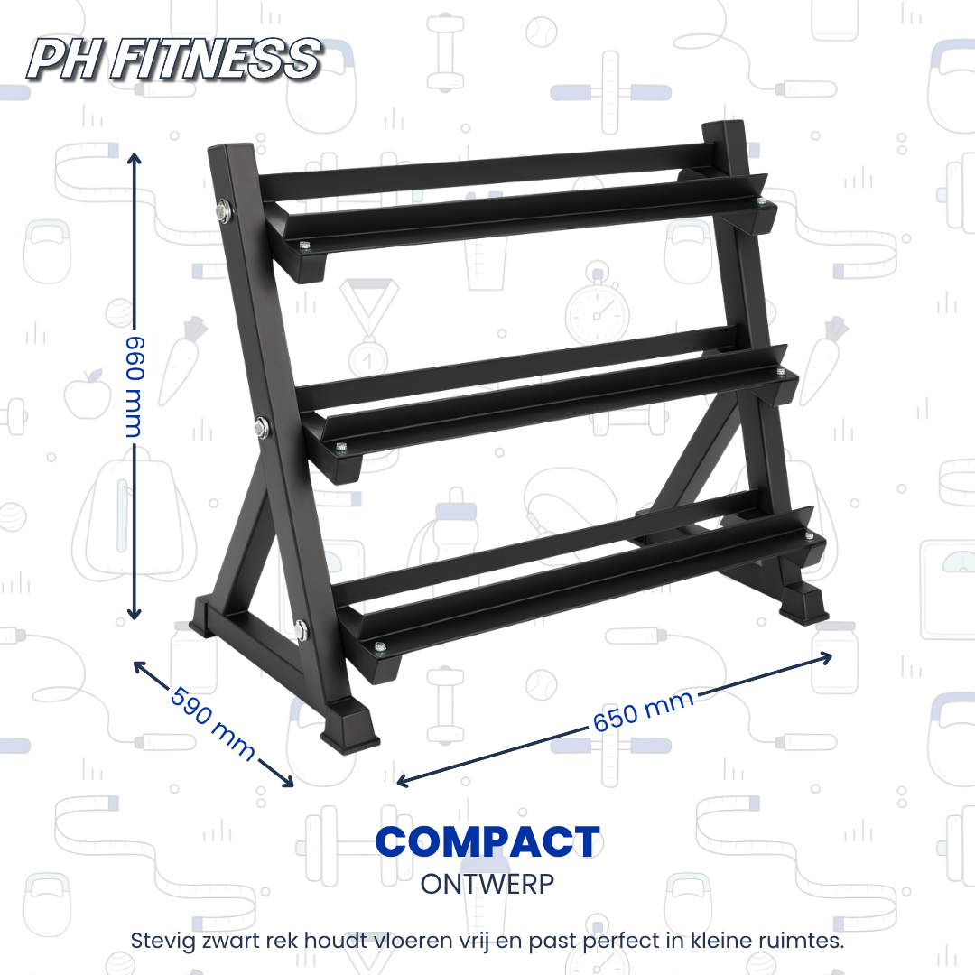Hexa Dumbbell Set - 2 t/m 20KG met Dumbbell Rack