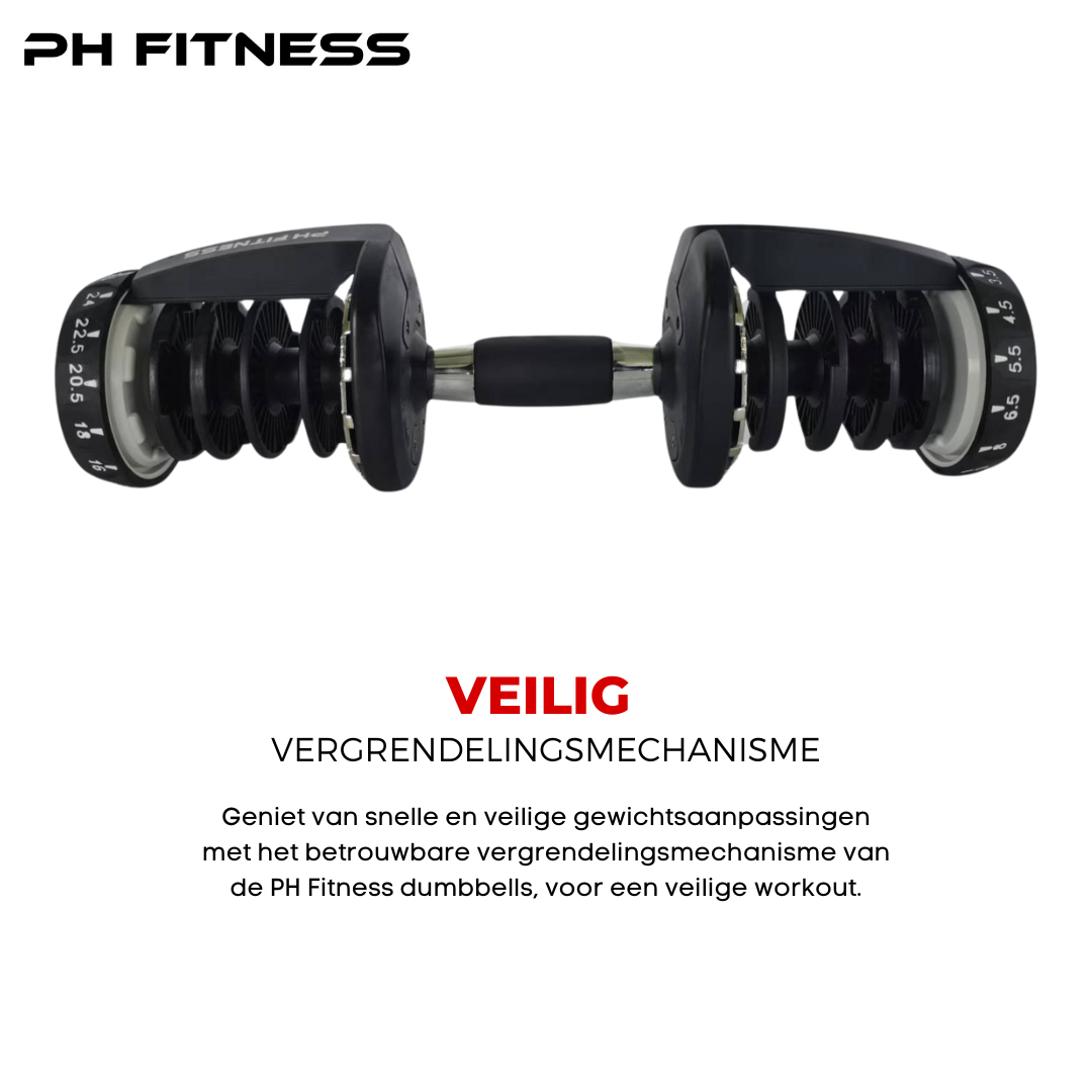 Verstelbare Dumbbells Set 24KG - Zwart