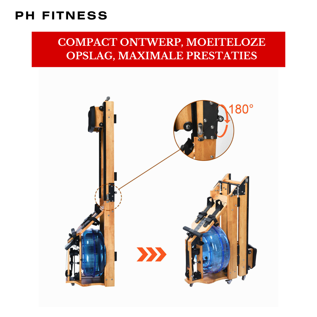 "Opvouwbare Roeimachine van Hout met - PH Fitness for Low-Impact Cardio"
