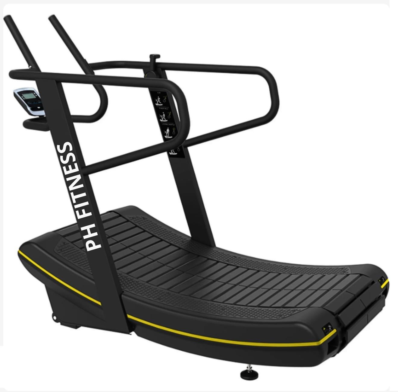 "Curved treadmill - self-powered, motorless design for natural running experience"
