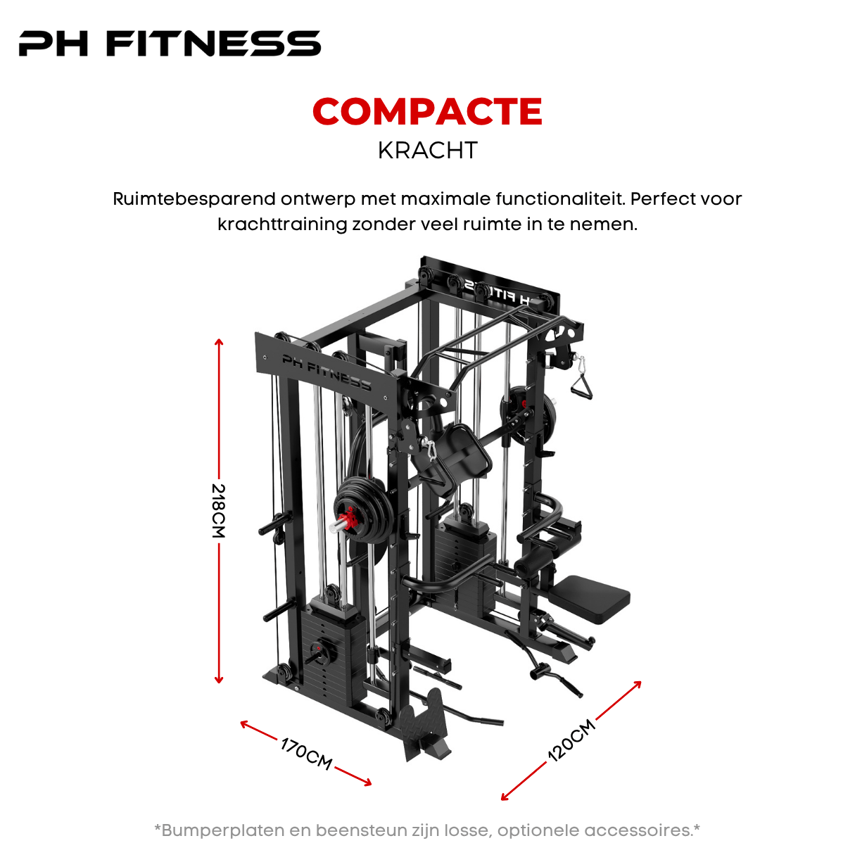 All - in - One Home Gym – 160KG Gewichtstapel – Smith Machine + Kabelsysteem – Full Body Krachtstation - PH Fitness