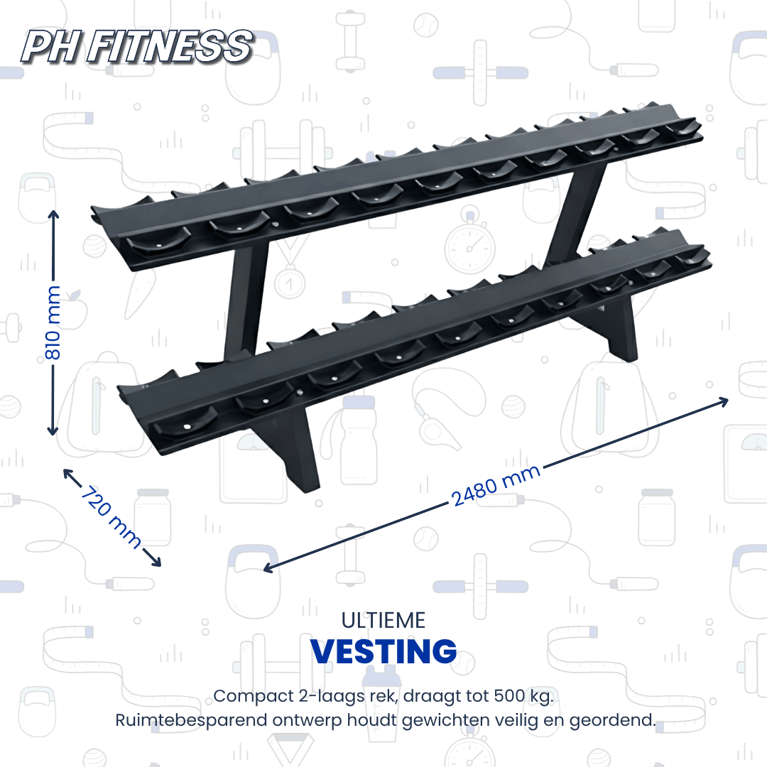 Hexa Dumbbell Set - 2 t/m 20KG met Dumbbell Rack - Physical Sports Group B.V.