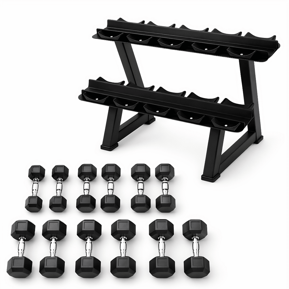 Hexa Dumbbell Set - 2.5 t/m 15KG met Dumbbell Rack - Physical Sports Group B.V.