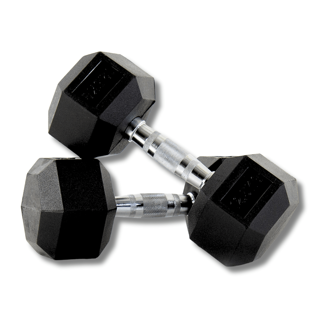 PH Fitness Hexa dumbbell 12,5 kg – zwarte rubberen koppen en chromen handgreep
