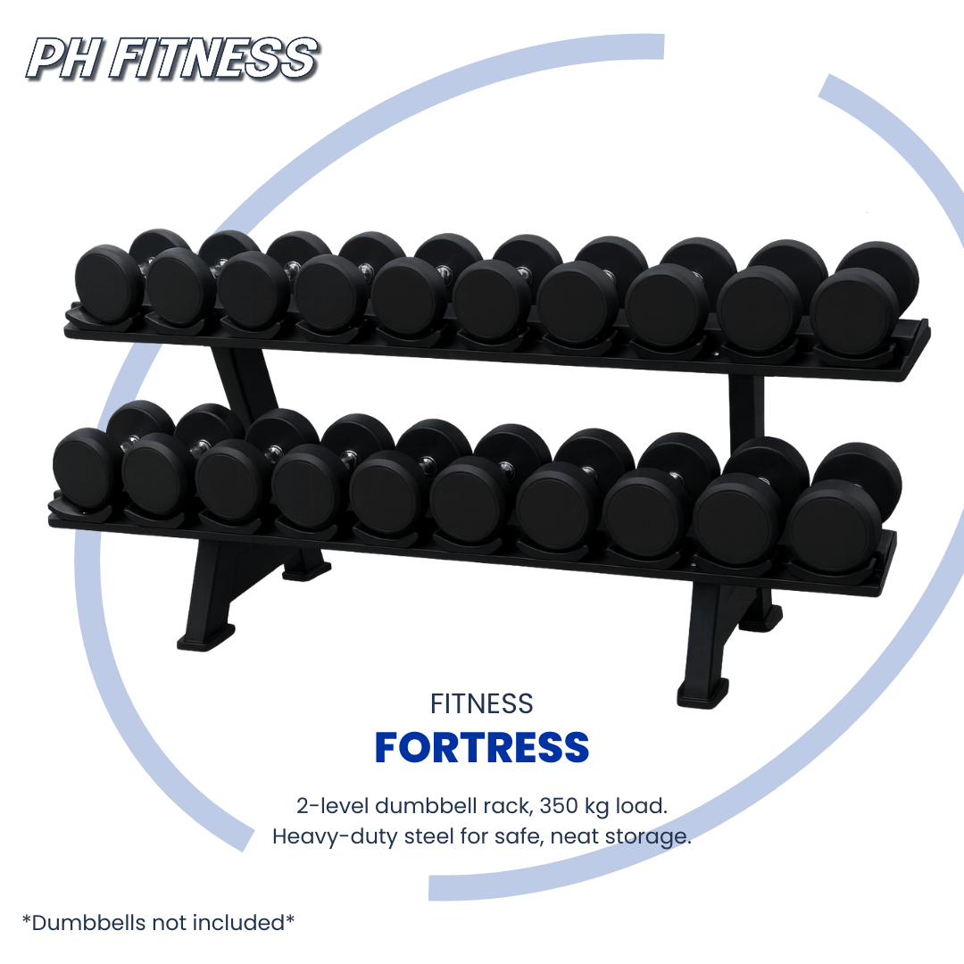 PH Fitness Dumbbell Rek – 2 - Laags - 10 Paar Ronde Dumbbells - PH Fitness