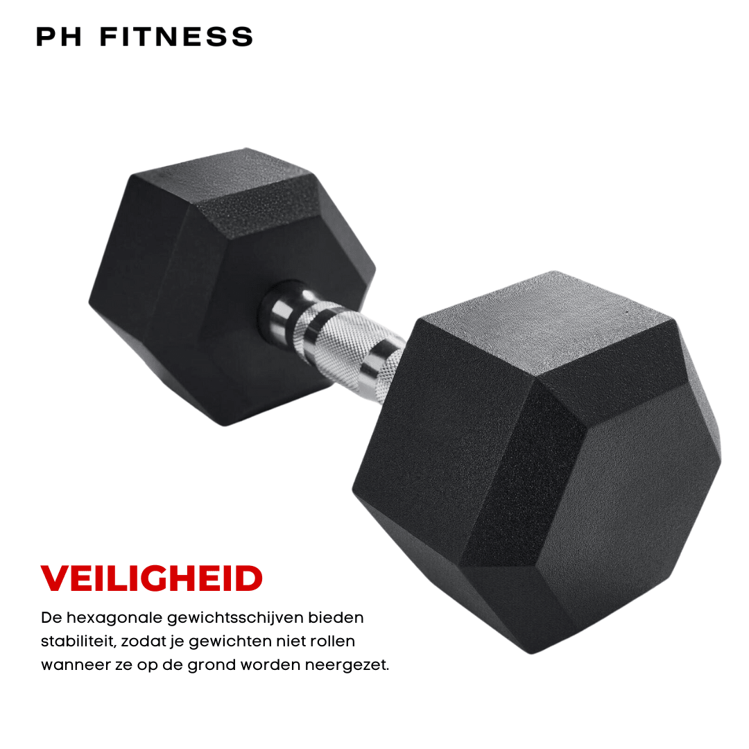 PH Fitness Hex Dumbbell Set 1 – 10 KG | Losse Set · Met Torenrek · Met Luxe Designrek - PH Fitness