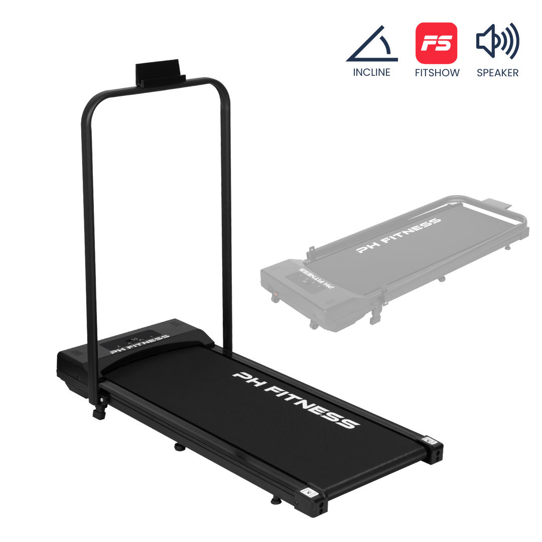 PH Fitness Loopband – 8 km/u - Incline & Handmatige Helling – Black / Zwart – Walking Pad – Loopband voor Thuis – Loopb - PH Fitness