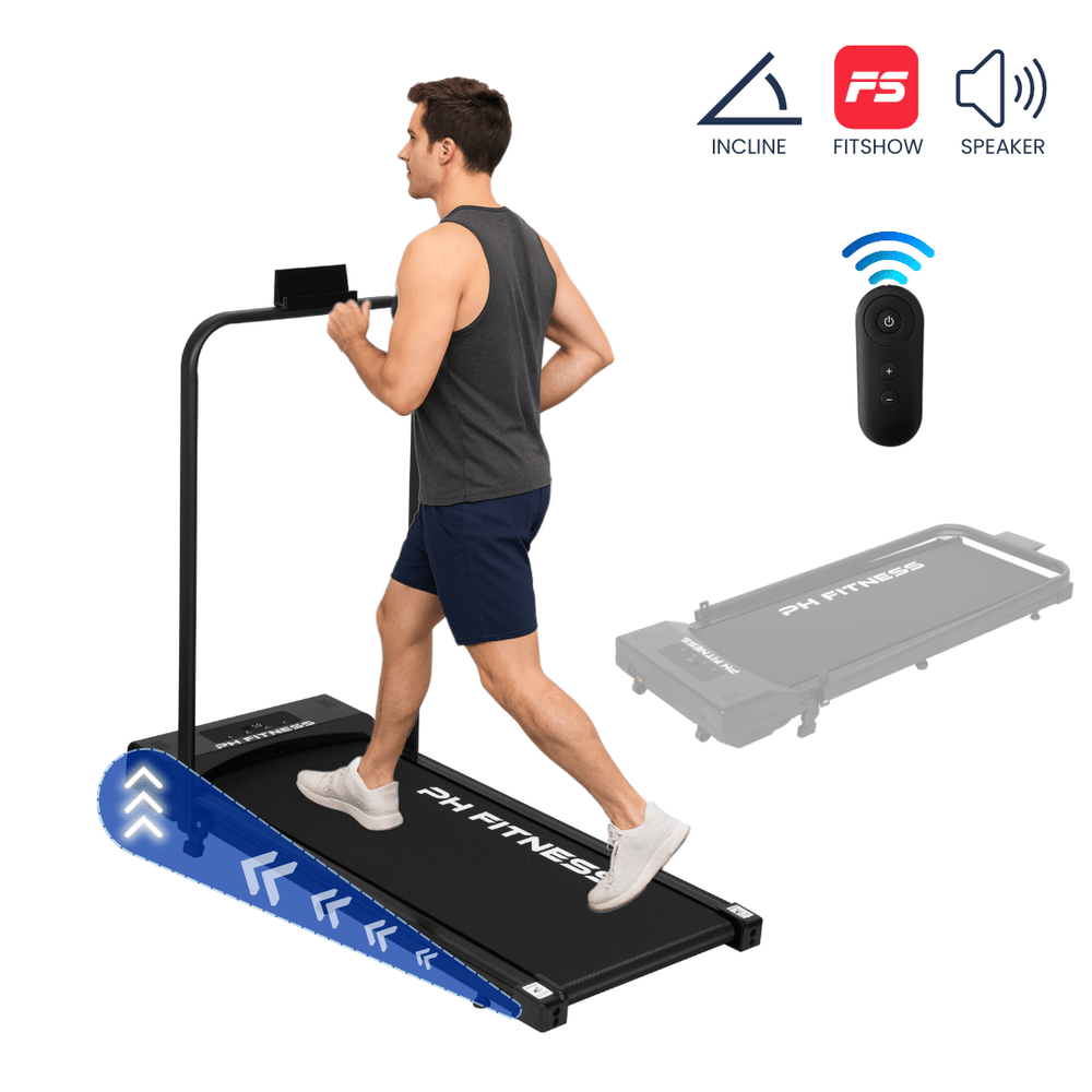 PH Fitness Loopband – 8 km/u - Incline & Handmatige Helling – Black / Zwart – Walking Pad – Loopband voor Thuis – Loopb - PH Fitness