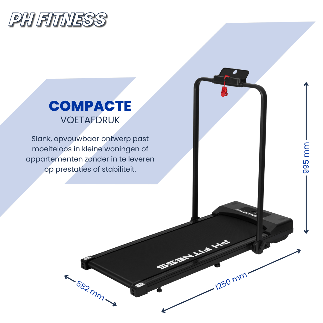 PH Fitness Loopband – Incline & Handmatige Helling – Opvouwbaar / Inklapbaar – CR - A1F - 3 – Black / Zwart - PH Fitness