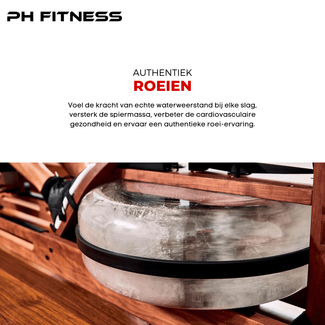 Transparante watertank van de PH Fitness opvouwbare houten Water Rower