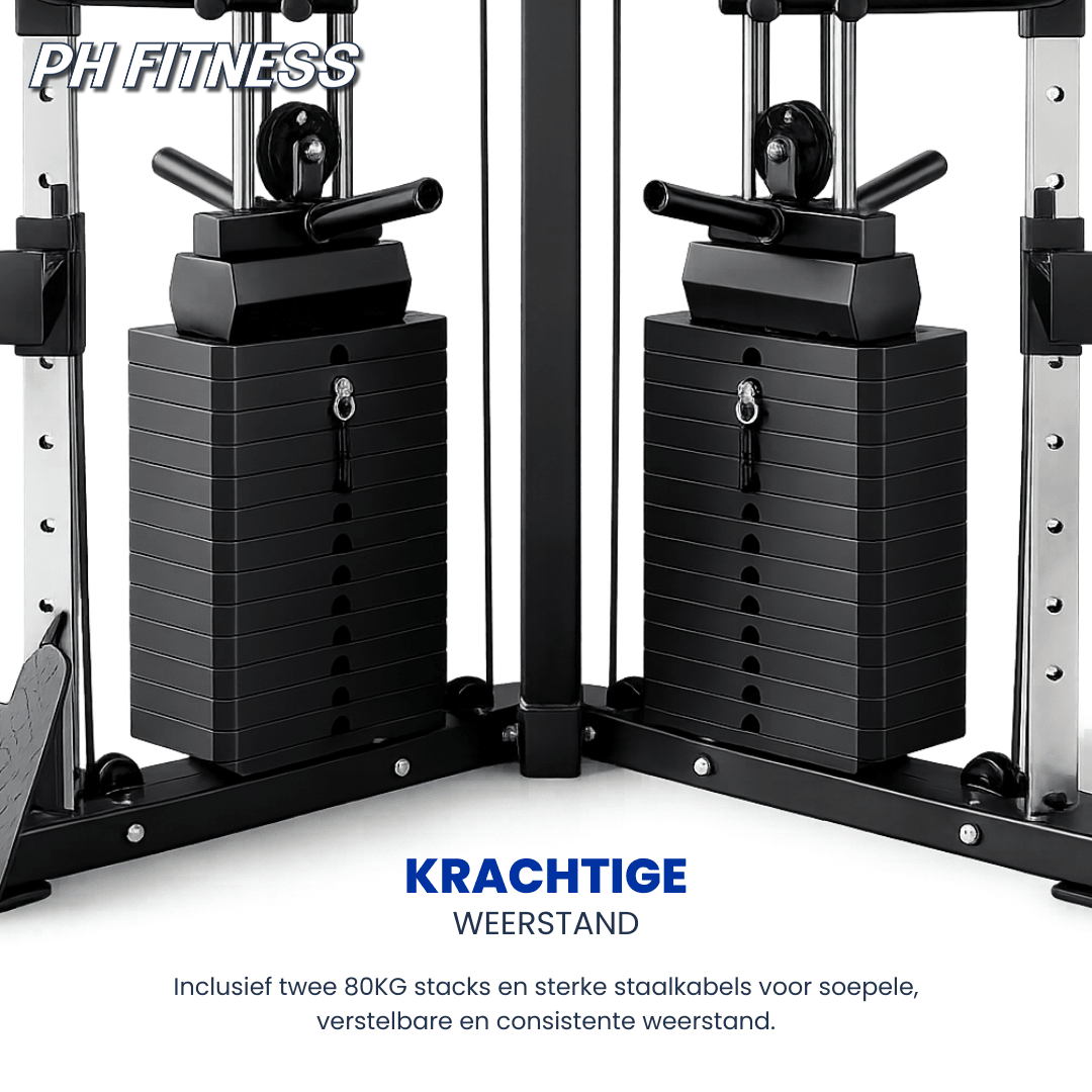 Zwei unabhängige 80-kg-Gewichtsblöcke des PH Fitness V-Frame Cable Crossovers