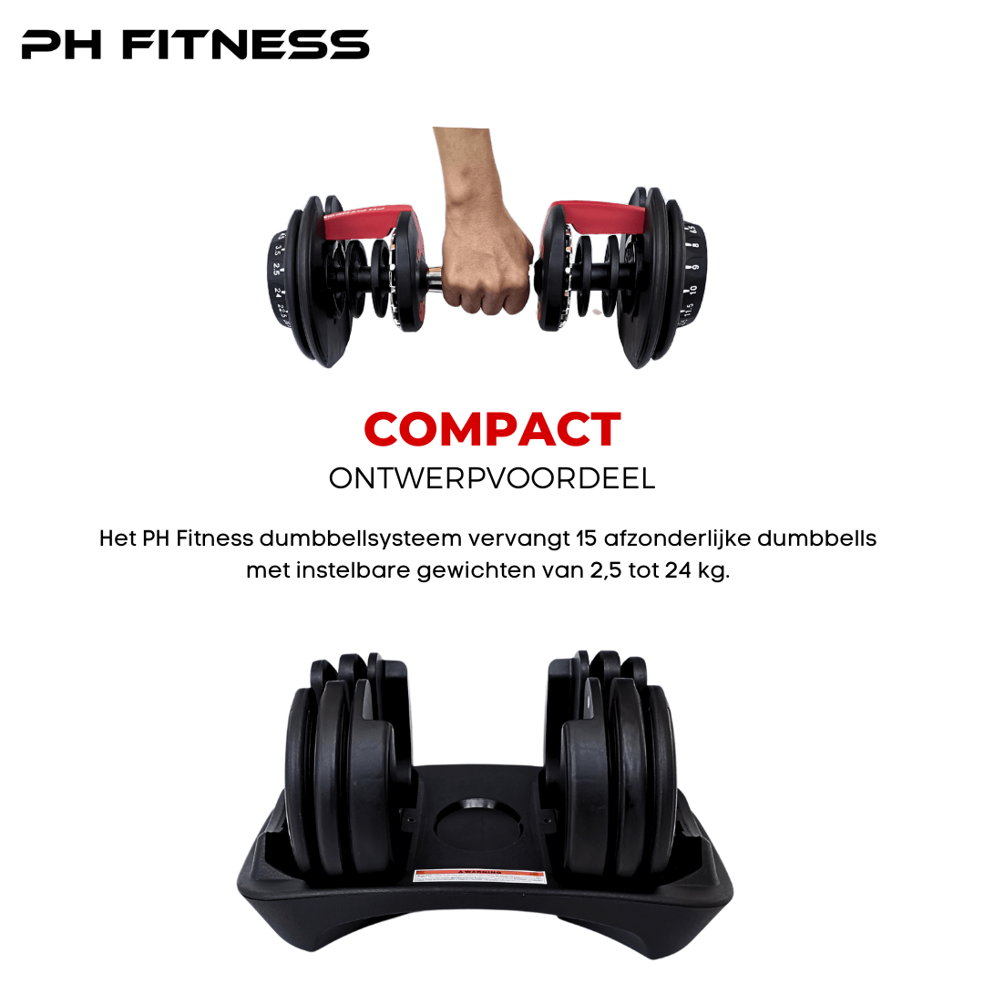 Verstelbare Dumbbells Set 24KG - PH Fitness
